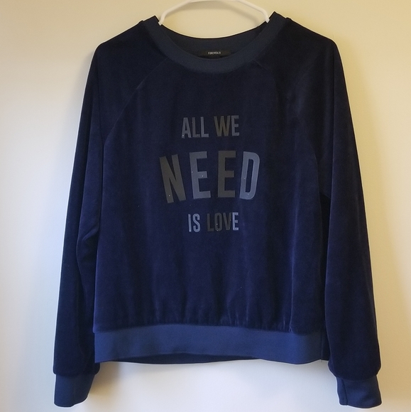 Forever 21 Tops - Blue Graphic Sweatshirt